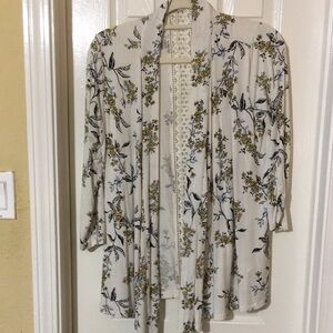 Maurices Floral Cardigan - Cream, Yellow, Blue